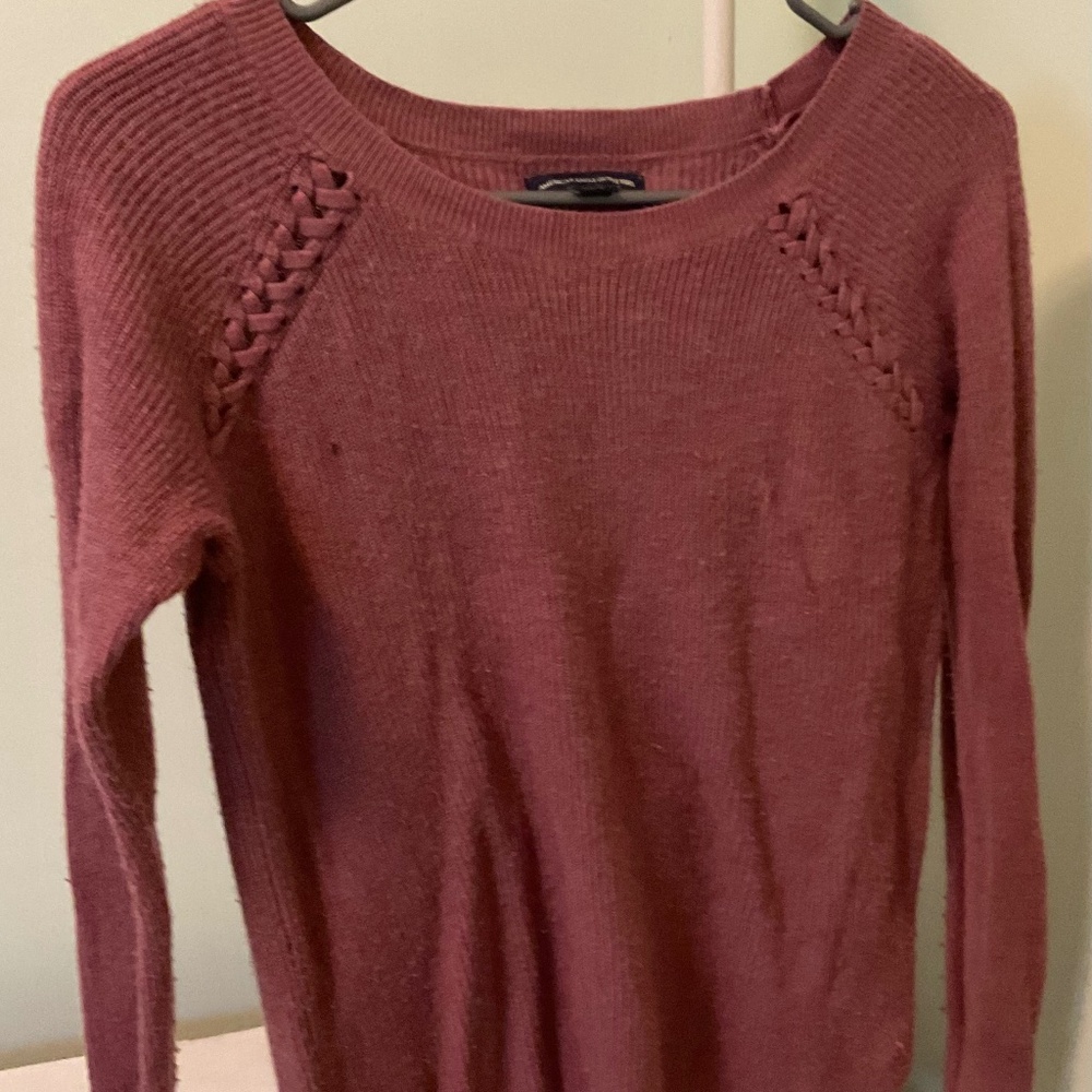 American Eagle Womens Mauve Crewneck Sweater Size Small